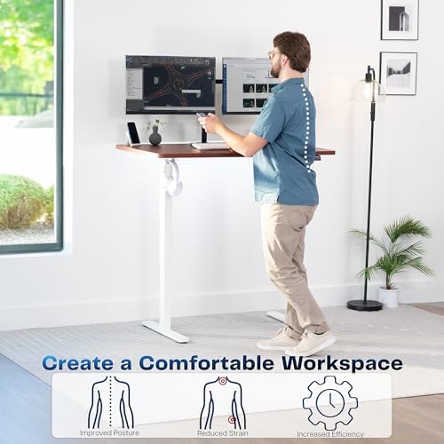VIVO Dark Walnut 48 x 30 in Standing Desk, DESK-KIT-1W5D
