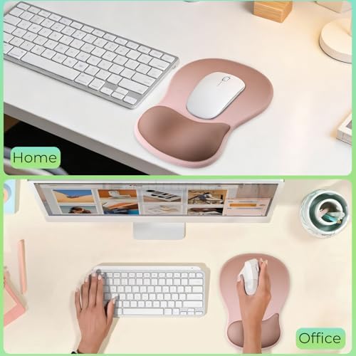 Gel Wrist Rest Mouse Pad, Ergonomic Mousepad with Wrist Support, Relieve Wrist Pain, Gaming Mousepad with Concave Design Cushion & Non-Slip PU Base, for Home Office Laptop Computer, Brown Gradient