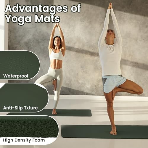 Fitvids 1/2-inch Thick High Density Exercise Yoga Mat with Carrying Strap