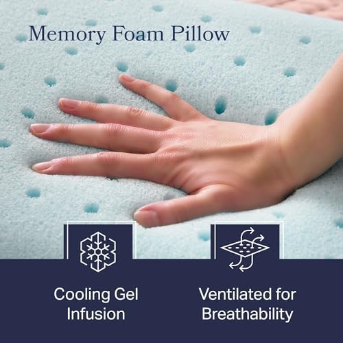 Weekender Cooling Gel Memory Foam Pillows for Sleeping – Queen Size, Set of 2, Ventilated Cooling Pillows for Side & Back Sleepers, Neck & Shoulder Support, Medium Firm, Washable Cover