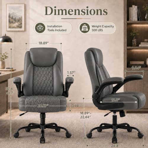 GTPLAYER Gray Office Desk Chair with 90° Flip-up Arm, 2 Pack