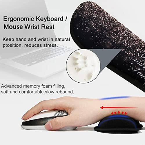 Large Gaming Mouse Pad, Keyboard Wrist Rest pad + Mouse Wrist pad + Coaster Set Extended Waterproof Non-Slip Table mat Suitable for Home Office Learning Games - Rose Gold Glitter Black Psalm46:10