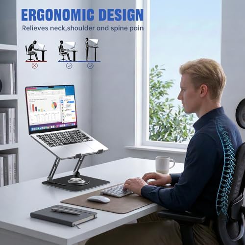 Laptop Stand for desk(360°Rotating),Aluminum laptop Riser for 10-16"Laptops