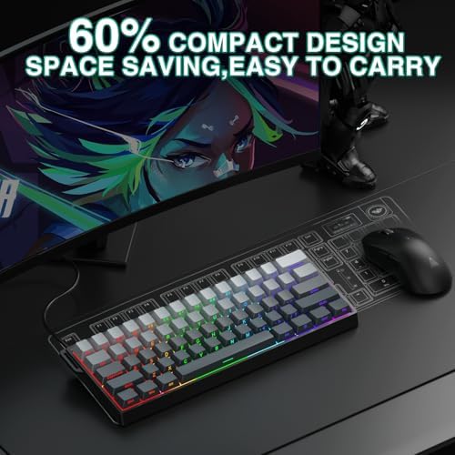 Aula WIN60 HE - 60% Mechanical Gaming Keyboard Wired, Hall Effect Magnetic Switch Hot Swappable,8000 Hz Polling Rate, RGB Keyboard 60 Percent Compact Design for PC (Gradient Gray)