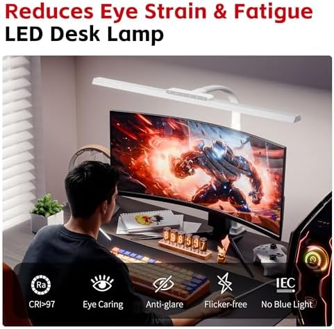 24W Desk Lamp with Clamp, Flicker Free Touch Control Desk Light for Office