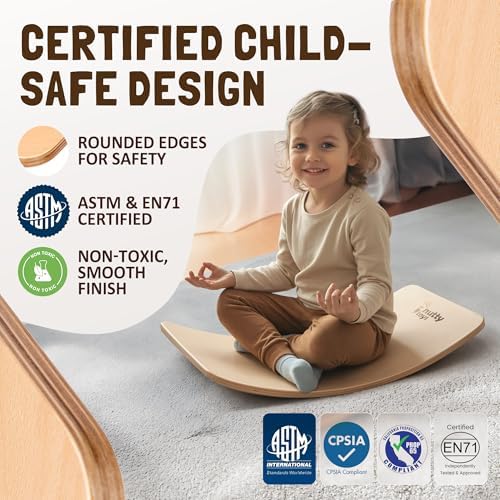 NUTTY TOYS Montessori Wooden Wobble Board for Kids & Adults -100% Natural Wood Balance Board, Waldorf Toddler Balancing Toy, Unique Boy Girl Open Ended Toy Best Valentines Day & Easter Gifts Idea 2026