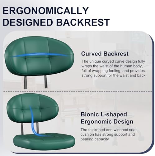 Misolant Drafting Chair, Armless Tall Office Chair with Footrest Ring for Standing Desk, Small Faux Leather Executive Computer Chair with Adjustable Height for Bar Lab Counter Height Desk, Green
