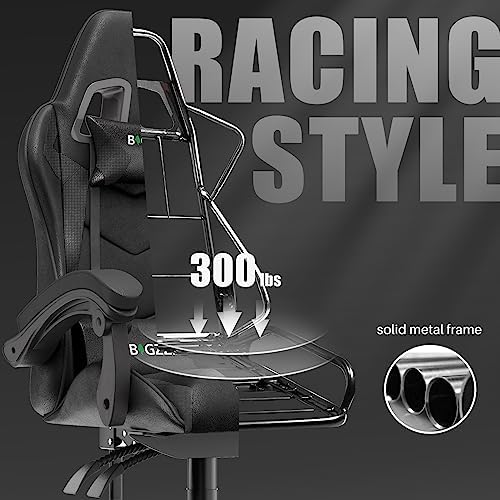Bigzzia Gaming Chair with Lumbar Support, Ergonomic Video Game Chairs Black
