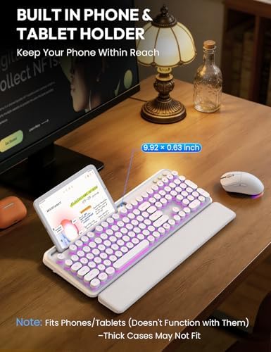Wireless Keyboard and Mouse, Backlit Typewriter with Magnetic Wrist Rest