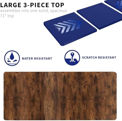VIVO Rustic Vintage Brown 71 x 36 in Table Top, DESK-TOP72-36N