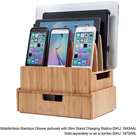 Mobilevision Bamboo Drawer, Stackable Storage Solution for office products pens, pencils, scissors, notepads, business cards and more