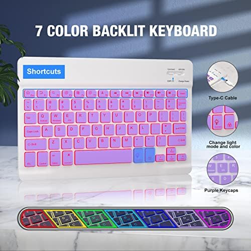 Keyboard case for ipad Air 11 inch(M2 2024)/10.9 Inch Air 5th 4th Generation & iPad Pro 11 inch (1st/2nd/3rd/4th Gen) 360° rotational case Folio Cover with Pencil Holder - Backlit Detachable-(Purple)