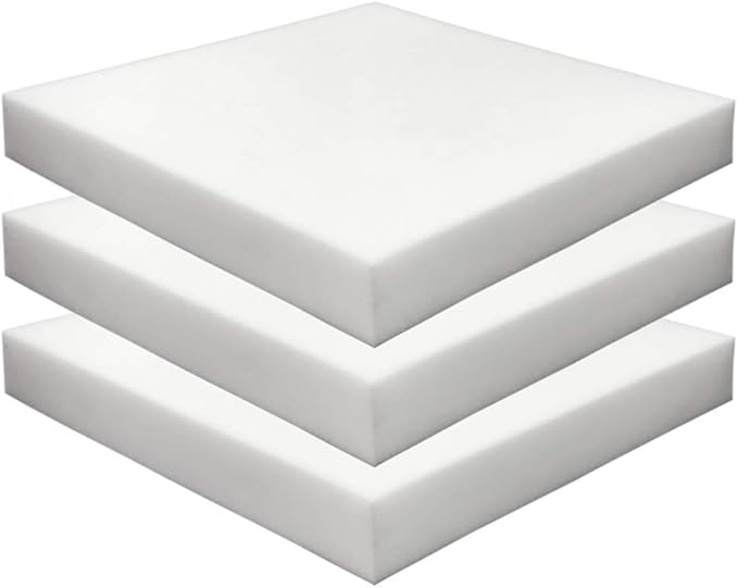 Foamma 3-Pack 2" x 18" x 18" High Density Upholstery Foam, Chair Cushion Square Foam for Dining Chairs, Wheelchair Seat Cushion Replacement