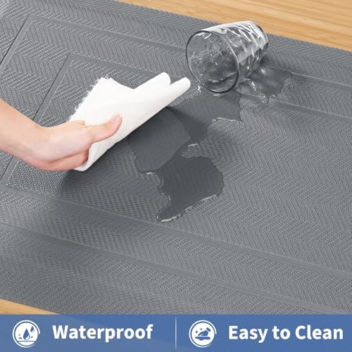 UKISS 9/10"" Extra Thick Cushioned Anti Fatigue Kitchen Mat, Waterproof High Density Foam Standing Desk Mat, Non-Slip Ergonomic Comfort Mat for Kitchen, Office,Workstation Black (Grey, 20" X 39")