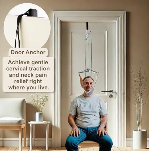 Adjustable Cervical Neck Traction Device for Neck Pain Relief, Neck Stretcher for Home and Outdoor Use, Spine Decompression Device