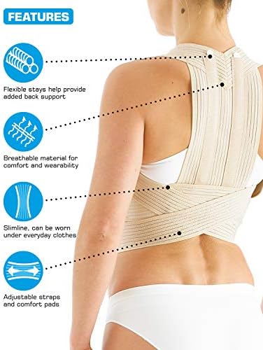 Neo-G Clavicle Brace - Back Support for Early Kyphosis, Rounded Shoulders, Pain Relief, Muscular Aches, Rehab - Fully Adjustable - Class 1 Medical Device - XL - Tan