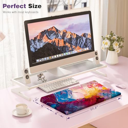 Ospelelf Keyboard Wrist Rest, Ergonomic Memory Foam Wrist Support for Typing & Gaming, Tilted Keyboard Pad, Aesthetic Desk Accessories for Office, Relief for Carpal Tunnel & Wrist Pain, Multicolored