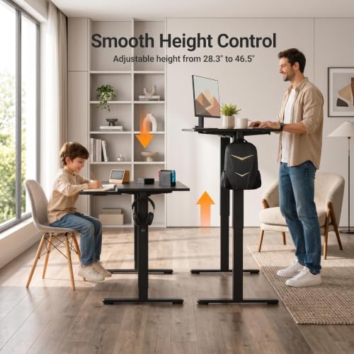 Claiks 48 Inch Electric Standing Desk Adjustable Desk, Dark Black