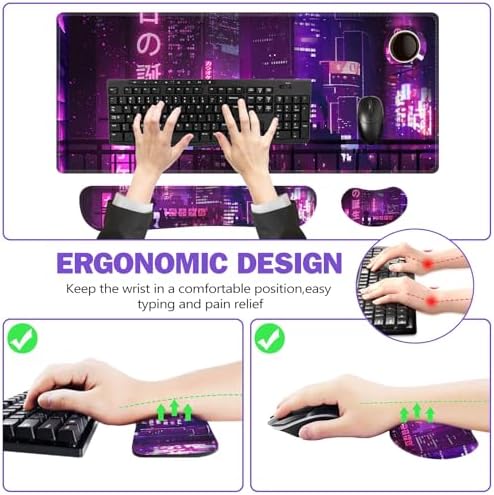 ToLuLu Extended Mouse Pad, Memory Foam Ergonomic Wrist Rest Support Set