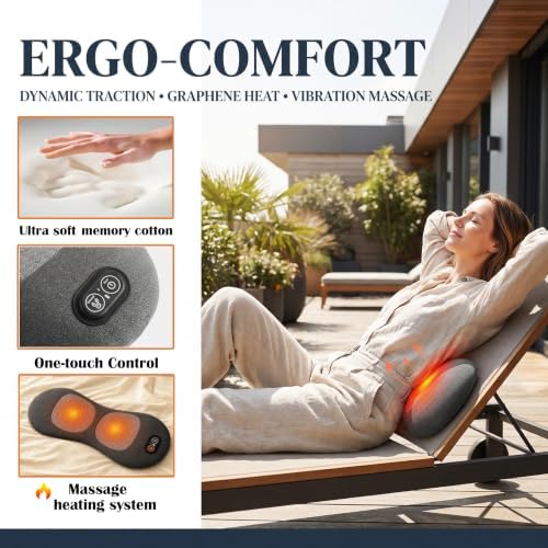 3-in-1 Back Restore Massage Pillow with Heat, Vibration & Support, Ergonomic Triple Fusion Massager, Sciatica & Lower Back Pain Relief (Used plugged in, Without Battery Charging)