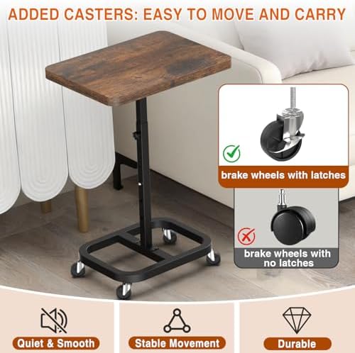 Adjustable Height Mobile TV Tray Table，Portable Laptop Desk for Eating
