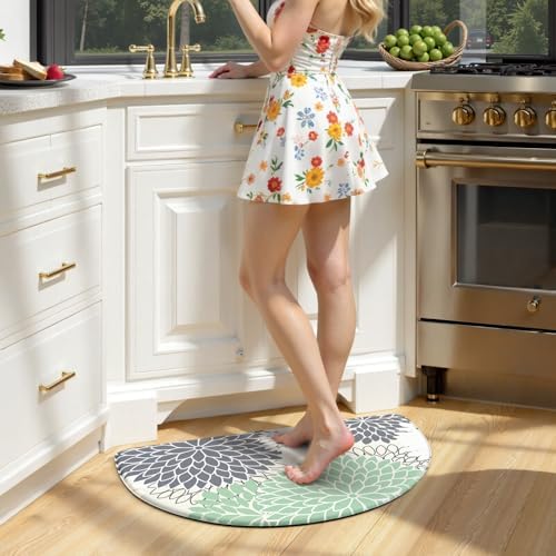KIMODE Half Circle Kitchen Mats for Floor Cushioned Anti Fatigue Semi Round