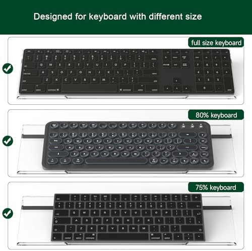 Computer Keyboard Stand Holder - Ergonomic Acrylic Keyboard Stand for Desktop Comfortable Keyboard Tray Riser with Silicone Anti-Slip Strip for Home School Office Desk Accessory, Clear