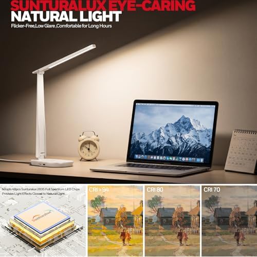 Honeywell LED Desk Lamp Home Office Dimmable 4 Color Reading Light USB Port