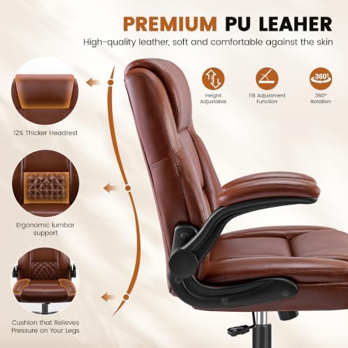 Office Desk Chair, Ergonomic Computer Chair with Flip-Up Arms