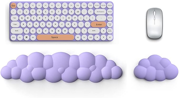Cloud Keyboard Wrist Rest Pad Set,Enlarge PU Leather Memory Foam Wrist Cushion Support,Easy Typing Pain Relief,Mouse Wrist Rest Pad,Non-Slip Wrist Support for Home, Office, Lavender Purple