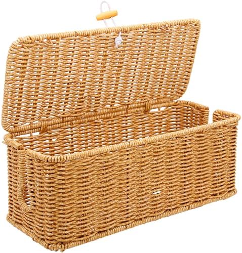 Cable Management Box, Handmade Rattan Cable Organizer Cord Basket