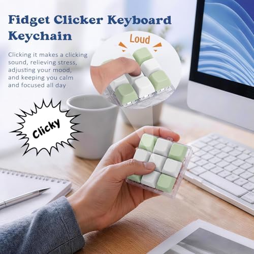 Keyboard Fidget Toy, Creamy Fidget Clicker Keyboard Fidget Keychain, Button Fidget Gifts for Adults, Boost Focus & Ease Anxiety Anywhere — Perfect Stress-Relief Gift (3×3 Grid Layout I)