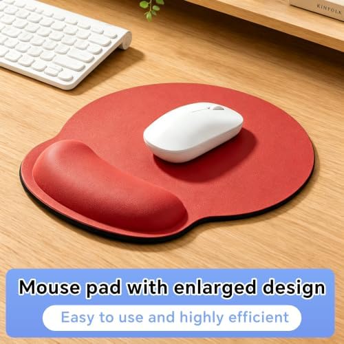 Ergonomic Mouse Pad with Wrist Rest, Lycra Surface, Red