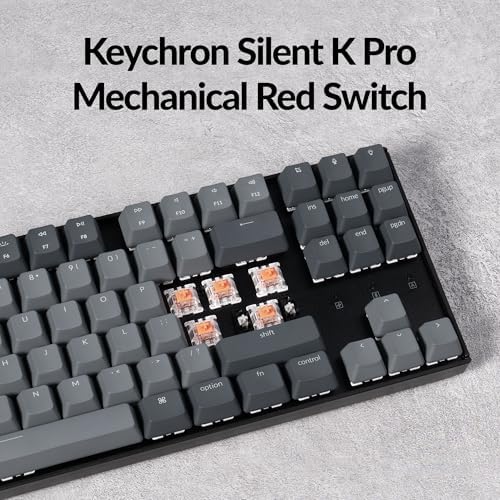 Keychron K8 Wireless Mechanical Keyboard – Silent Red Switch for Quiet Office and Gaming, TKL 87 Keys, Soft White LED Backlight, Bluetooth & USB-C Wired Connectivity, Compatible with Mac and Windows