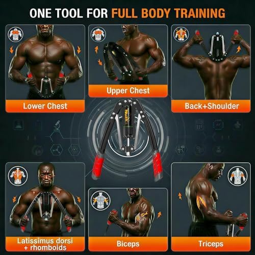 Arm Exercise Equipment Chest Workout - 10 Gears 22-440lb Hydraulic Power