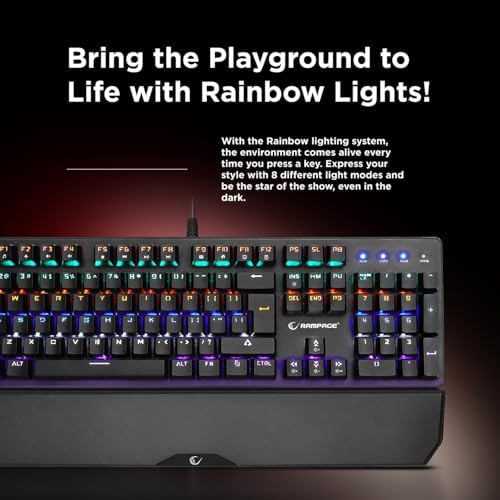KB-R86 Umbra Mechanical Gaming Keyboard – High-Performance Switches, 26-Key Anti-Ghosting, 12 Multia Keys, Wrist Rest, Durable ABS – Compatible with PC, Laptop, Mac (Blue Switch)