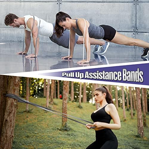Resistance Band Pull Up Assistance Bands Sets Resistance Heavy Duty Exercise Stretch Fitness Bands for Stretching Power Lifting Workout Training with Instruction Guide