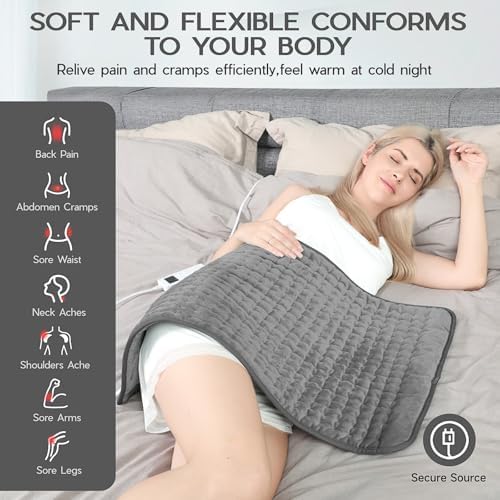 Heating Pad for Period Cramps, Heating Pad for Back/Neck/Shoulder Muscle Pain, 6 Heating & 4 Timer Setting, Birthday Christma s Gifts for Women Mom