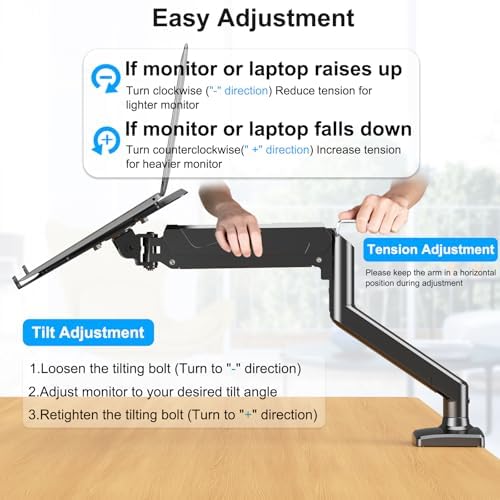 Laptop Stand Desk Mount, 2 in 1 Function, Single Monitor Mount