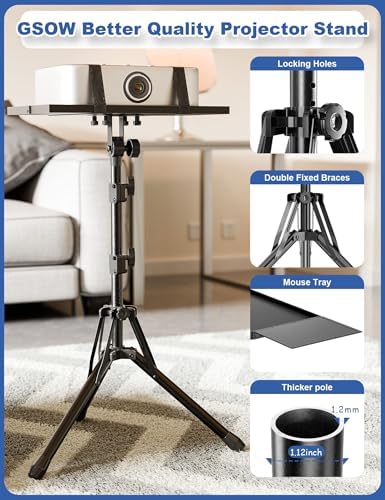 GSOW Projector Stand, Adjustable 26-56" Laptop Tripod with Carry Bag