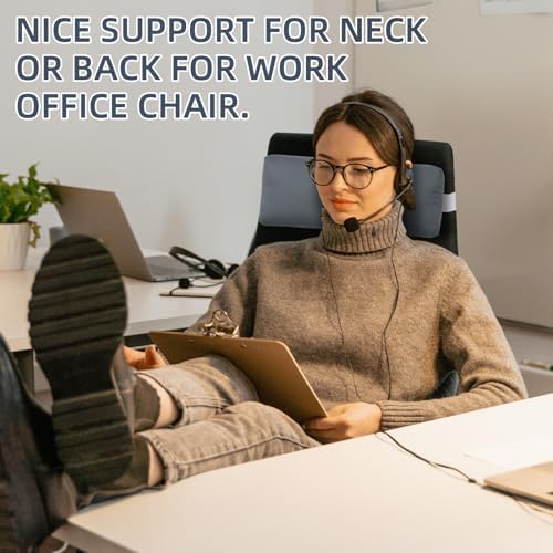 Headrest Pillow for Patio Chaise Lounge Chair, Outdoor Chaise Pillows with Adjustable Elastic Stripe Head Resting Pillows for Recliner Office Chair, Dark-Gray 2 Pack