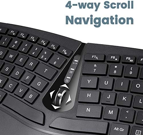 Perixx PERIDUO-606 Wireless Mini Ergonomic Keyboard with Portable Vertical Mouse - Adjustable Palm Rest Stand - Membrane Low Profile Keys - US English