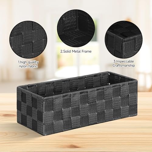 Posprica Woven Baskets, Storage Baskets for Organizing (Set of 8), Cube Baskets Bin Container Matching Storage Boxes Organizers for Pantry, Office, Shelves, Media-room