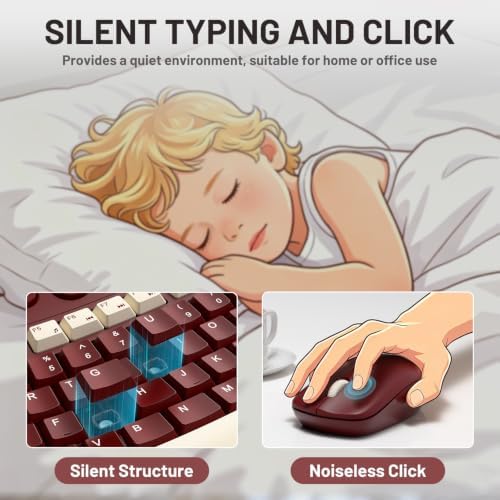 Wireless Keyboard and Mouse Combo Silent Ergonomic Curved Design for Office