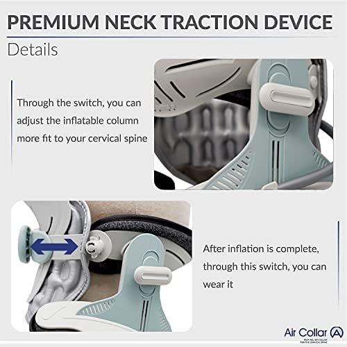 Neck Traction Device by Air Collar - Neck Stretcher - Cervical Traction Device - Neck & Shoulder Pain Relief - Stretcher Collar for Improved Spine Alignment (2nd Generation - Electric) - See Size Chart*