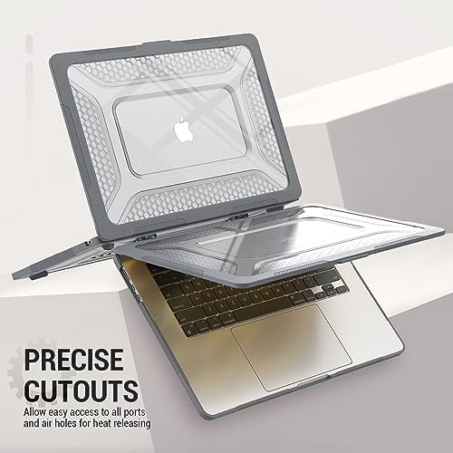 SEYMAC stock Case for MacBook Air 15 inch, Shock-Absorbing Protection with Folding Stand &Mouse Pad Case for MacBook Air 15 inch, Gray