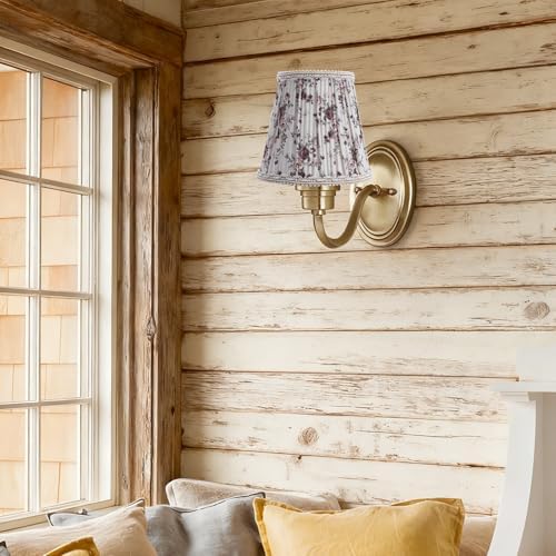 Fuloon Chandelier Lamp Shades, Clip on Small Sconce Lamp Shades, Suit for Candelabra Bulbs in Modern/European/French Country/Farmhouse Decoration, 3.5x4.3x4.9 in(6 Pack, Chiffon Rosa Printed)