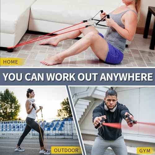 WHATAFIT Resistance Bands with Handles, 150 lb Exercise Bands Set