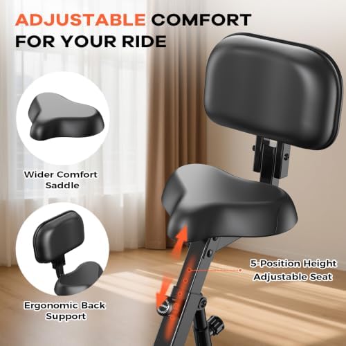 pooboo Folding Magnetic X‑Bike, Upright Exercise Bike for Home Gym