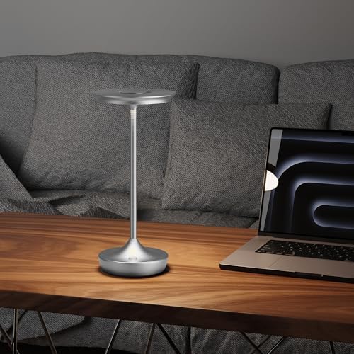 LED Rechargeable Cordless Outdoor 6000mAh Battery Table Lamp 2-Pack Silver